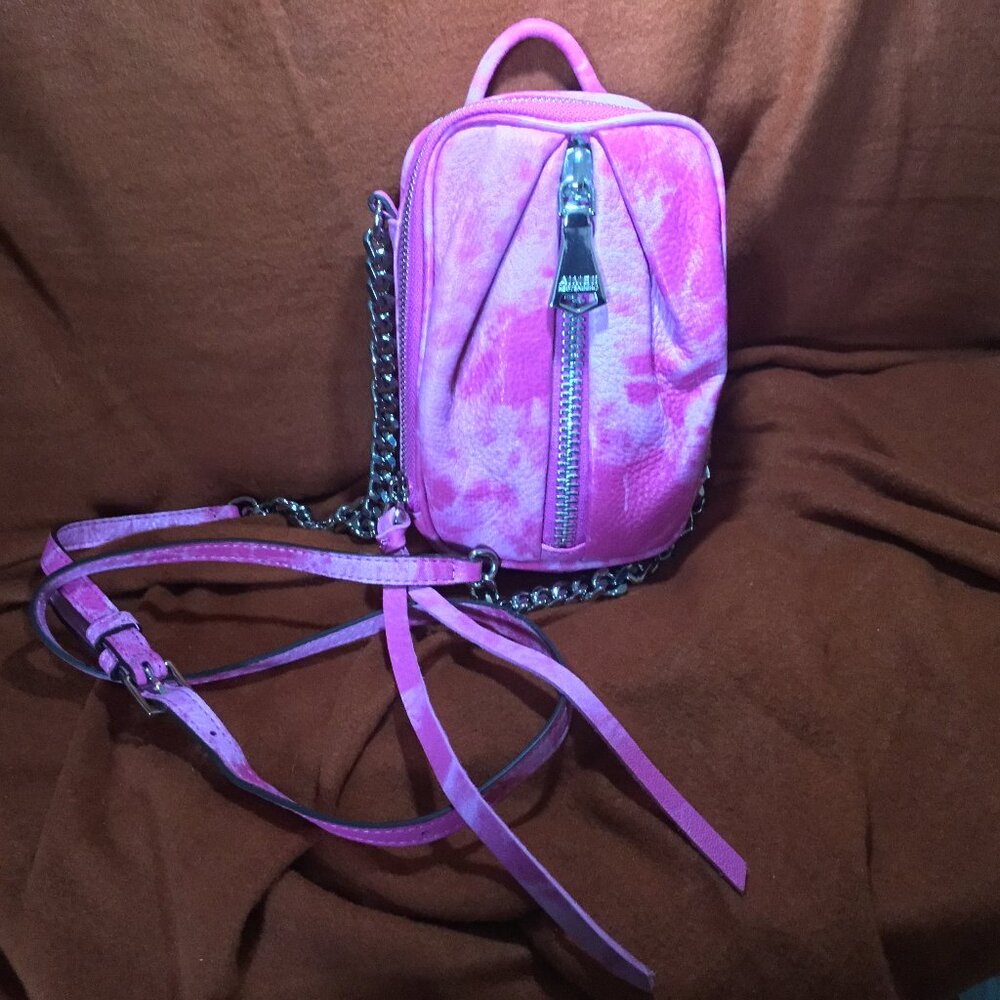 Aimee Kestenberg small, leather crossbody bag, bright Barbie pink